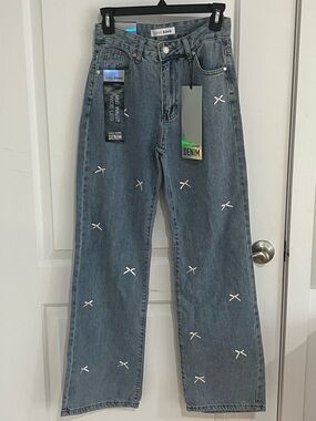Love Soho Light Blue Mid Waist Wide Leg Denim Jeans